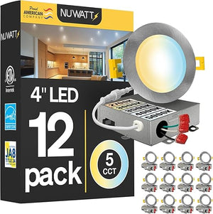 4-Inch Ultra-Thin LED Recessed Lighting 5CCT Dimmable 12-Pack