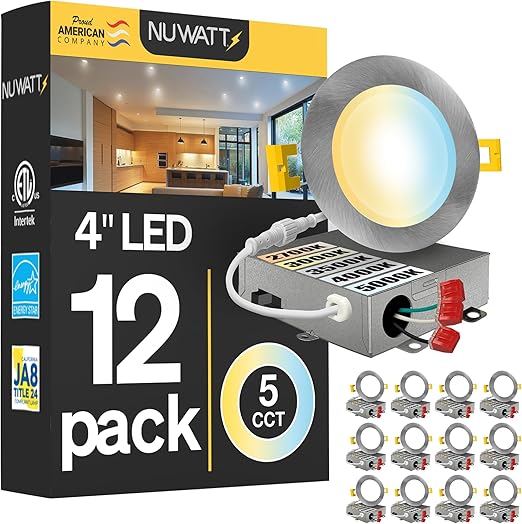 4-Inch Ultra-Thin LED Recessed Lighting 5CCT Dimmable 12-Pack
