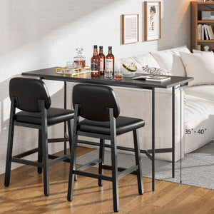 Counter Height Bar Stools Set of 3, 26" Upholstered Kitchen Bar Chairs with Metal Legs