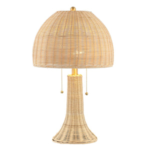 Bohemian Rustic Rattan LED Table Lamp 22"
