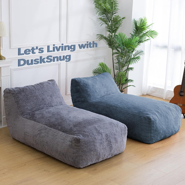 Giant Memory Foam Bean Bag Lounger Chair with Faux Fur & Side Pockets