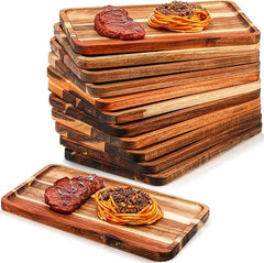 Acacia Wood Serving Tray Set – Rectangular Wooden Platter