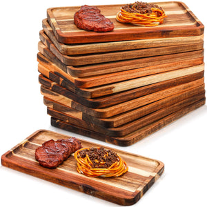 Acacia Wood Serving Tray Set – Rectangular Wooden Platter