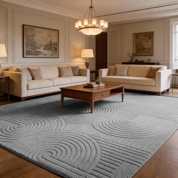 Soft High-Low Pile Area Rug – Washable, Non-Slip Indoor Rug for Living Room, Bedroom & Kids Room