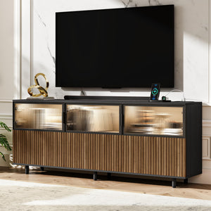 59" Modern Acrylic TV Stand with LED Lights & Power Strip