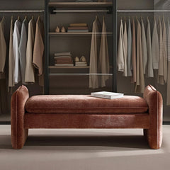57.5" Chenille Upholstered Bedroom Bench
