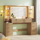 Large Makeup Vanity Desk with LED Mirror, 8 Drawers & Charging Station