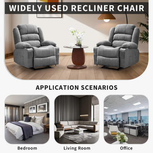 Manual Recliner Chair with Cup Holders & Side Pockets – Grey