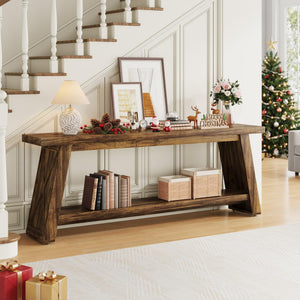 70.9" Farmhouse Console Table with 2-Tier Storage