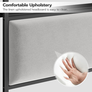 Queen Upholstered Storage Headboard with LED Lights & Charging Station