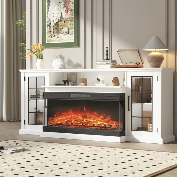 70" Fireplace TV Stand with Electric Heater & LED Colors