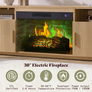 70" Fluted TV Stand with 30" Electric Fireplace