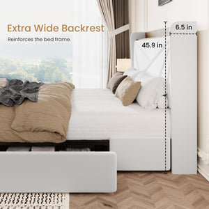 Velvet Storage Bed Frame with Charging Ports