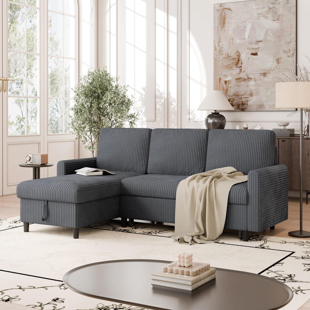 L-Shaped Convertible Sleeper Sofa with Storage