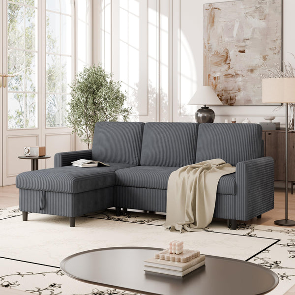 L-Shaped Convertible Sleeper Sofa with Storage