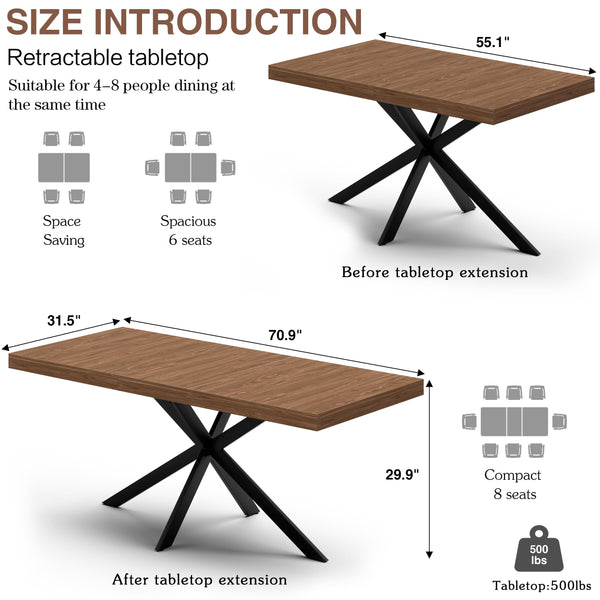 Extendable Dining Table with Hidden Leaf & Storage