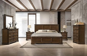 Traditional Wood Panel Bedroom Set – Antique Walnut
