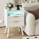 Fluted Nightstand with Charging Station & LED