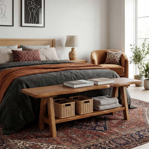 55-Inch Solid Wood Entryway Bench