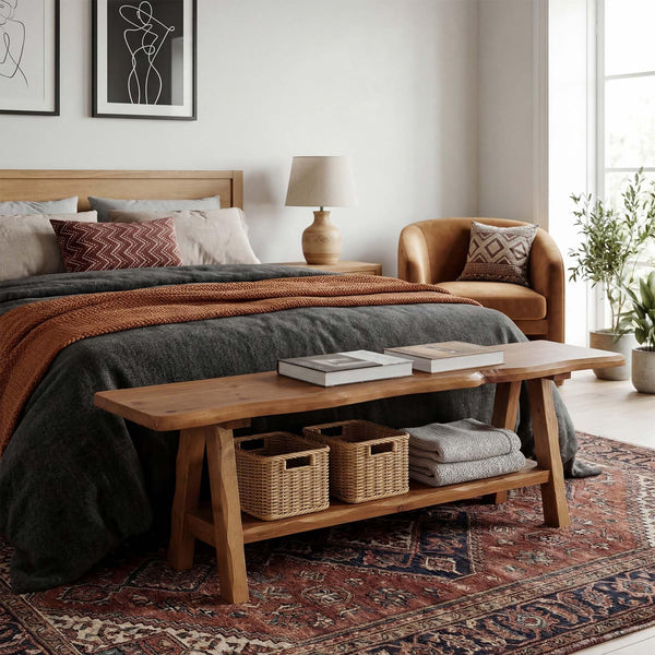 55-Inch Solid Wood Entryway Bench