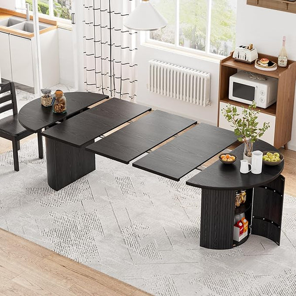 Extendable Oval Dining Table with Storage — Seats 4 to 10