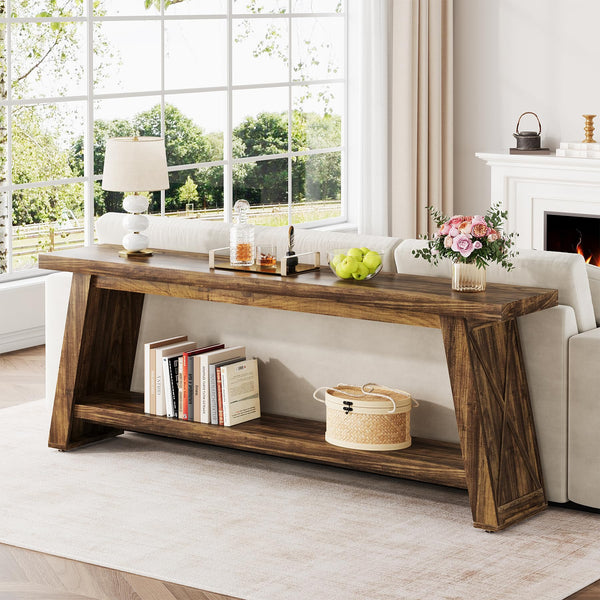 70.9" Farmhouse Console Table with 2-Tier Storage