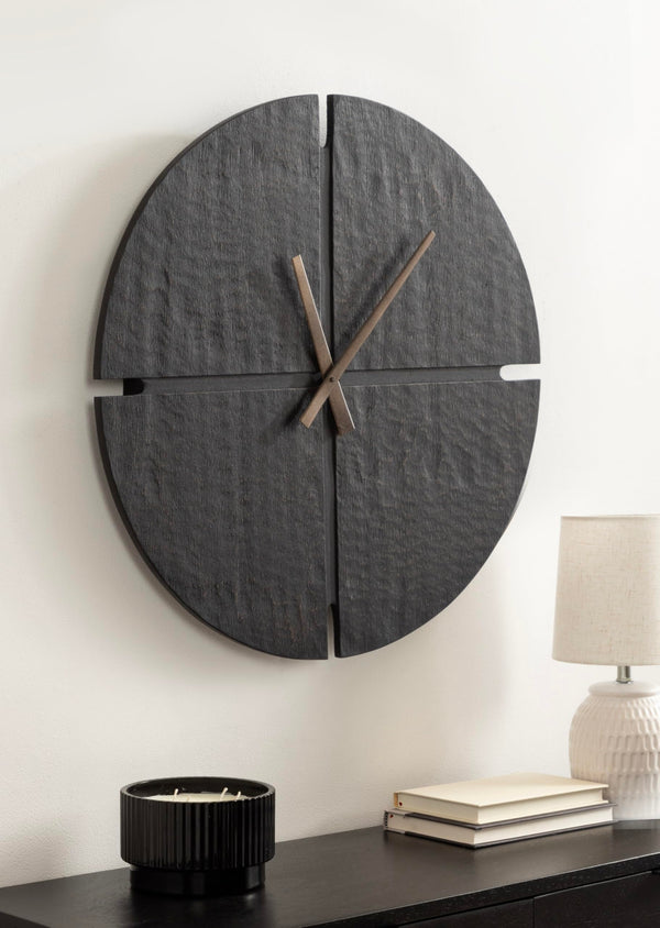 22-Inch Round Wall Clock – Black Analog Numberless Modern Design