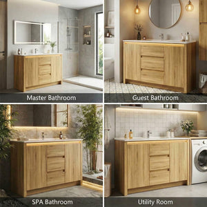 47.2" Mid-Century Bathroom Vanity with Sink, Sensor Light & 3 Drawers