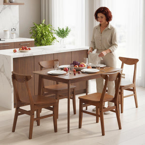 5-Piece Farmhouse Solid Wood Dining Table and Chair Set for 4