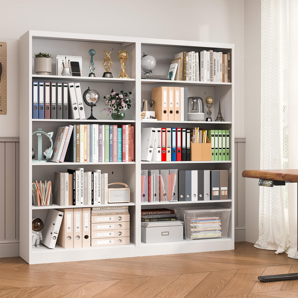 5-Tier Tall Metal Bookcase with Adjustable Shelves