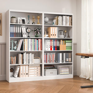 5-Tier Tall Metal Bookcase with Adjustable Shelves