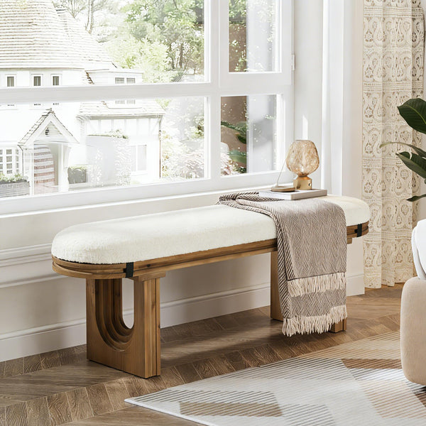 Solid Wood Upholstered Bench 47"