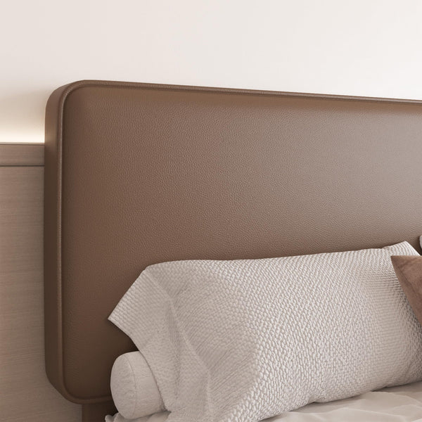 Faux Leather Platform Bed Frame with Adjustable Headboard