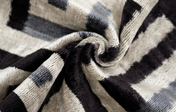 Black White Gray Velvet Throw Pillow Cover with Down Feather Insert
