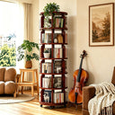 6-Tier 360° Rotating Bookshelf with Wheels