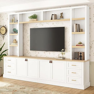 4-Piece Entertainment Center Wall Unit with TV Stand & Bookshelves