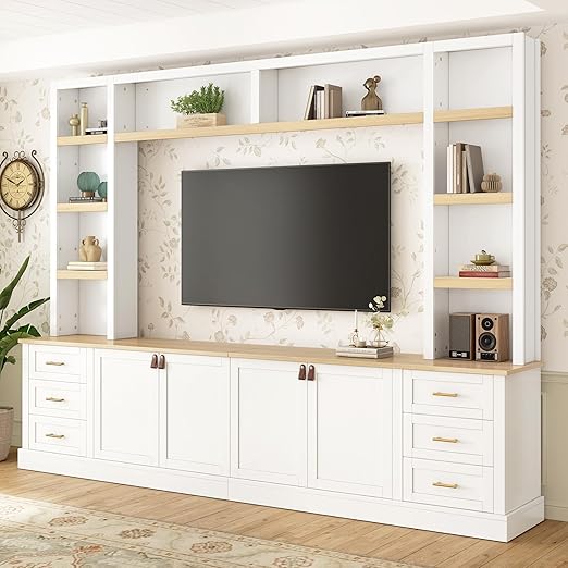 4-Piece Entertainment Center Wall Unit with TV Stand & Bookshelves