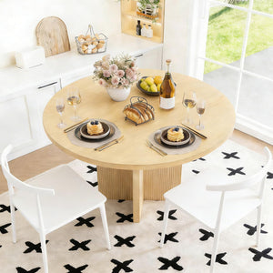 Round to Oval Extendable Dining Table with Extension Leaf