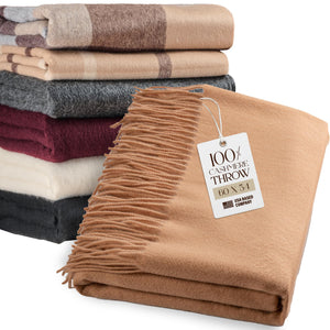 Cashmere Throw Blanket with Fringe – 60 x 54 Inch