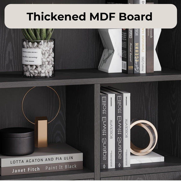 Tall Bookcase with Doors & Storage Shelves
