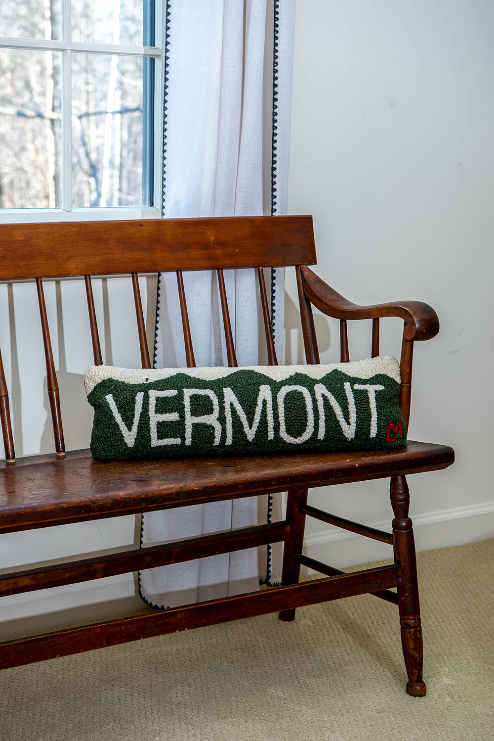 Hand-Hooked Wool Lumbar Throw Pillow