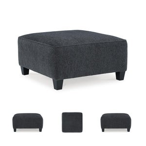 Oversized Square Accent Ottoman – Grey Chenille Upholstery
