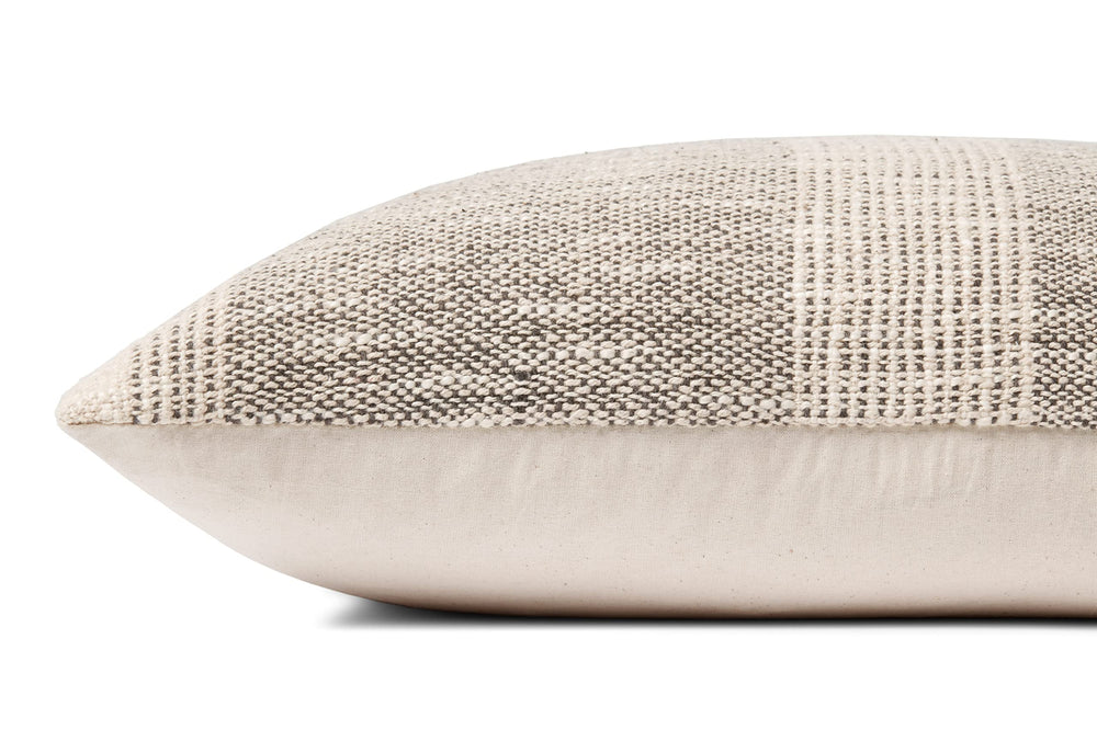 Charcoal Ivory Striped Down Throw Pillow 18x18