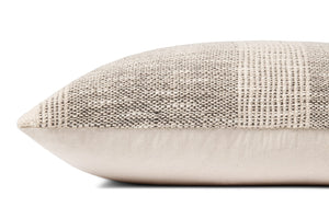 Charcoal Ivory Striped Down Throw Pillow 18x18
