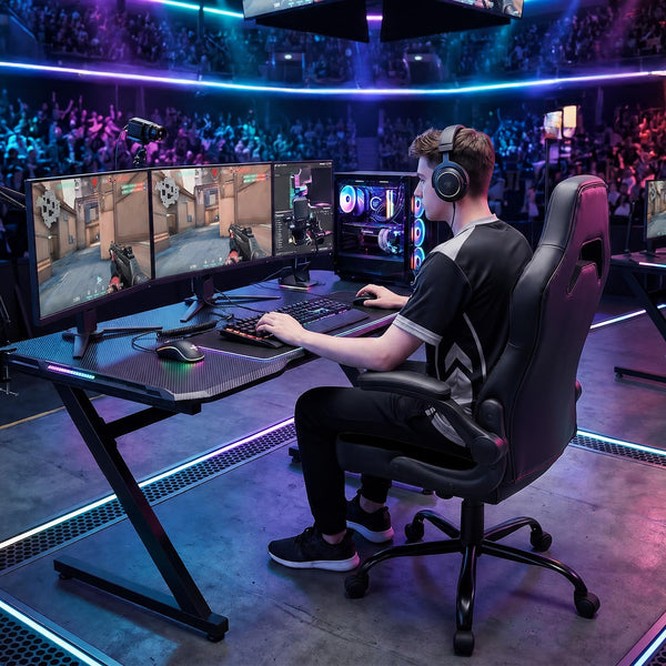 Ergonomic Gaming Chair with Lumbar Support and Flip-Up Armrest