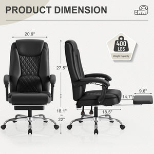 Executive Reclining Office Chair with Lumbar Support – 400 lbs Capacity