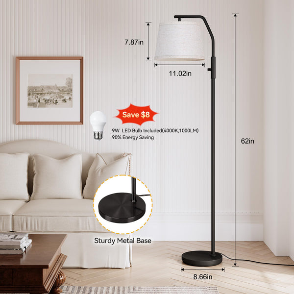 Dimmable Arc Floor Lamp with Adjustable Head – 9W LED