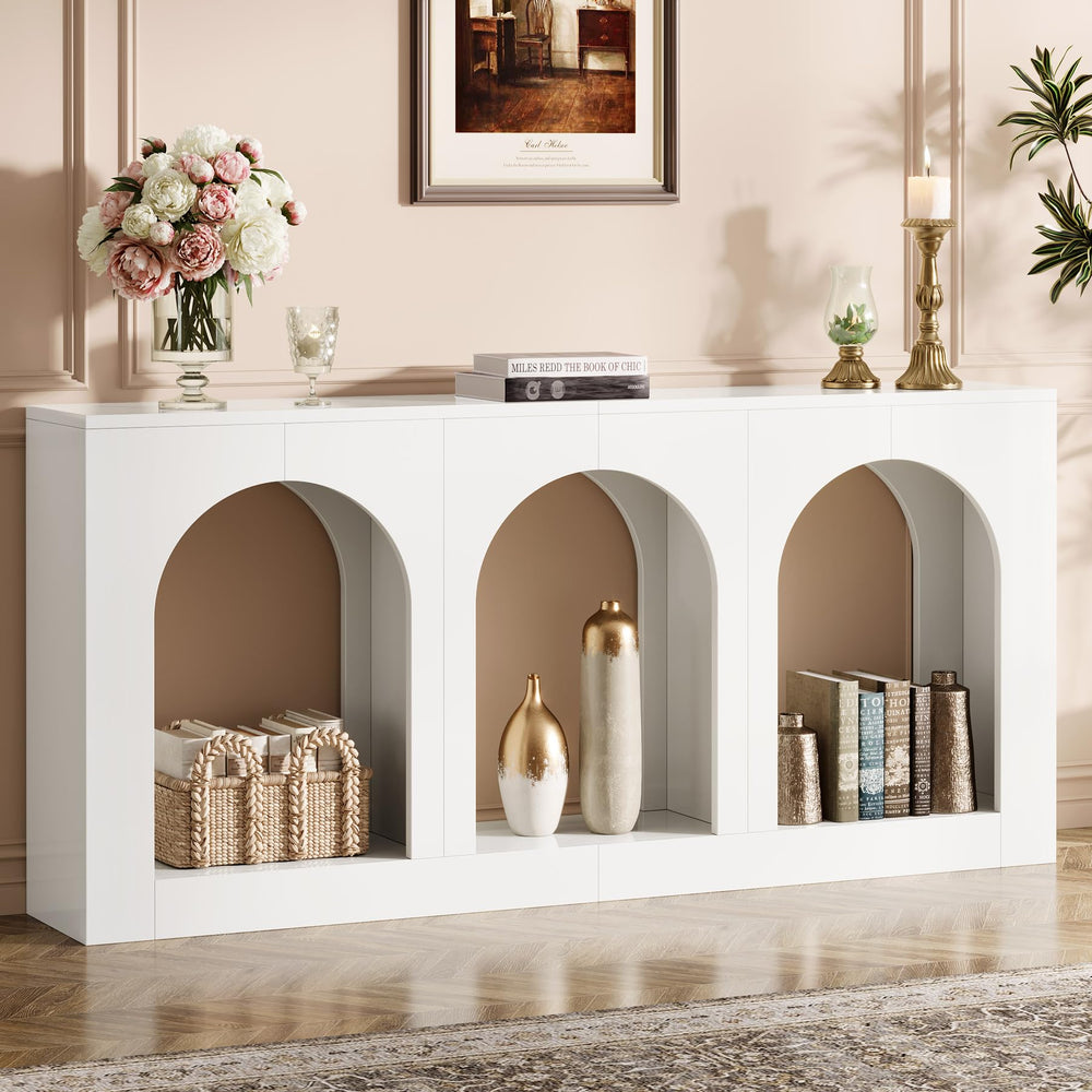 70.9" Console Table with 3 Arched Shelves