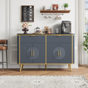 47.2" Fluted Buffet Storage Cabinet with Drawers & Adjustable Shelves