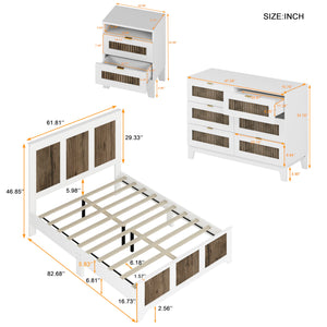 4-Piece Queen Bedroom Set – Farmhouse Platform Bed with Storage
